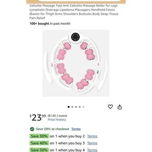 Cellulite Massager Roller Fascia Tool for Thighs Legs Lymphatic Drainage Pink